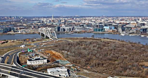Aerial photo of the Poplar Point area of DC