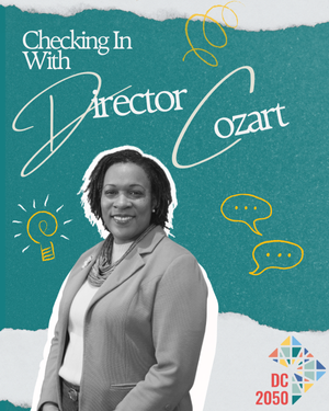Photo of Director Anita Cozart with text "Checking in with Director Cozart"